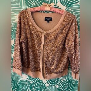American Eagle Sequin Cardigan button down from rose gold sz L Guc